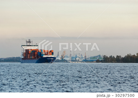 Blue container ship Blue container ship 30297500