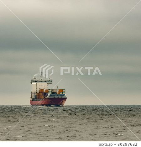 Red cargo container ship Red cargo container ship 30297632