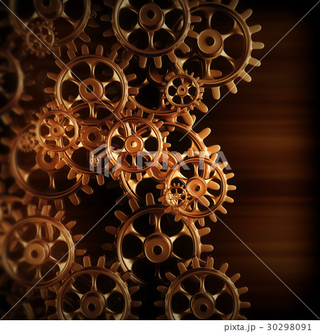 Gold gears and cogs macro 30298091