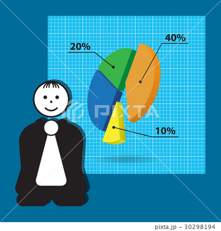 cartoon teacher - business presentation with chart 30298194
