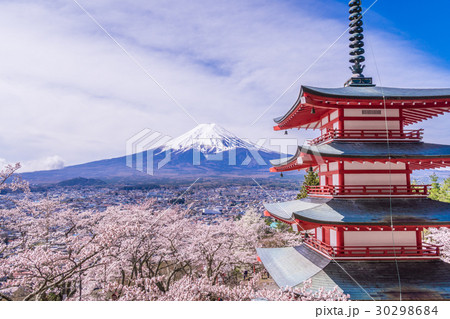 日本の春 新倉山浅間公園から望む世界自然遺産富士山 日本の春 新倉山浅間公園から望む世界自然遺産富士山 30298684