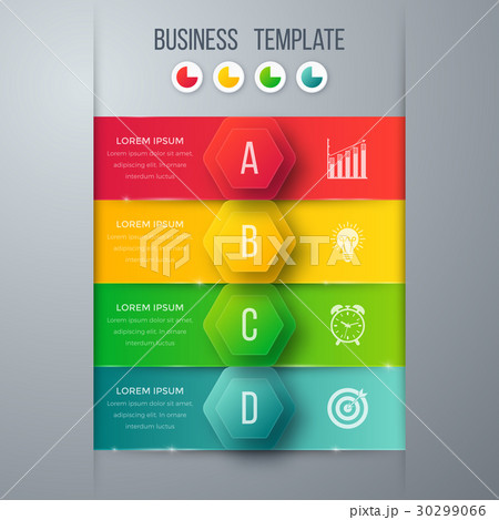 Infographics template four options with hexagon 30299066