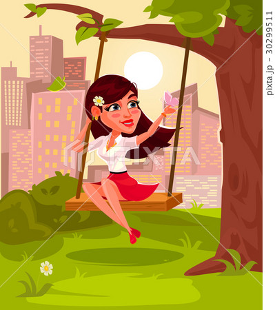 Vector illustration of a young girl sitting on 30299511