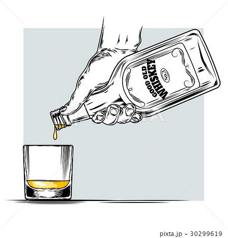 Vector illustration of whiskey and glass 30299619