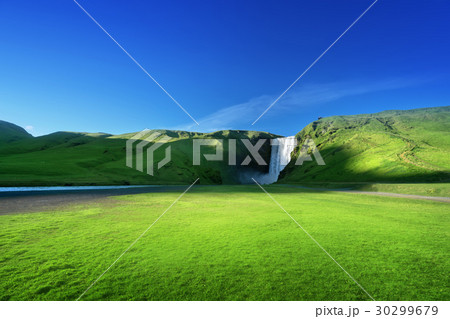 Skogarfoss waterfall and summer sunny day, Iceland Skogarfoss waterfall and summer sunny day, Iceland 30299679
