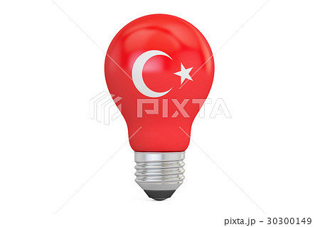 Light bulb with Turkey flag, 3D rendering Light bulb with Turkey flag, 3D rendering 30300149