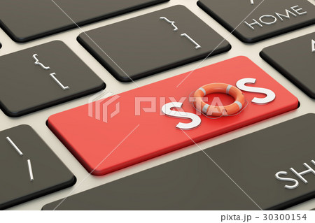 SOS concept on keyboard button, 3D rendering 30300154