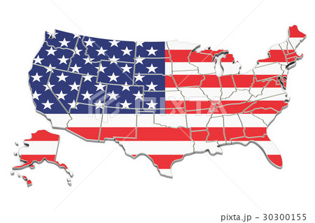 United States of America map, 3D rendering 30300155