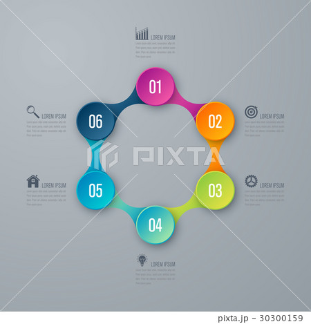 Infographics template 6 options with circle Infographics template 6 options with circle 30300159