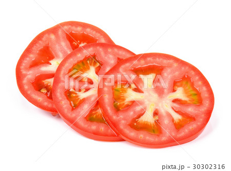 Slice tomato isolated on the white background Slice tomato isolated on the white background 30302316