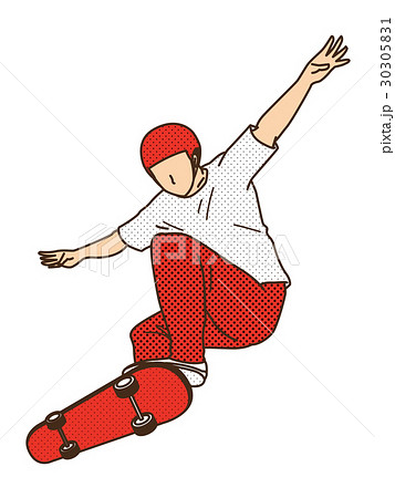 スケートボード 男子 のイラスト素材