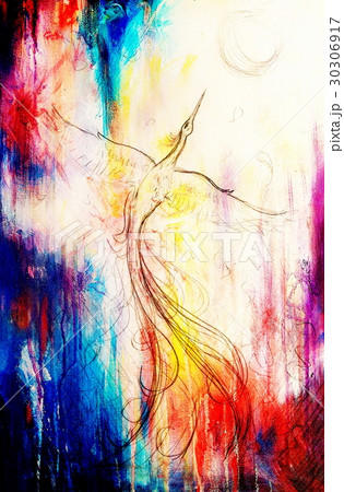 uprising phoenix bird flying up, drawing on 30306917