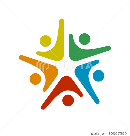 human community five people symbol 30307590