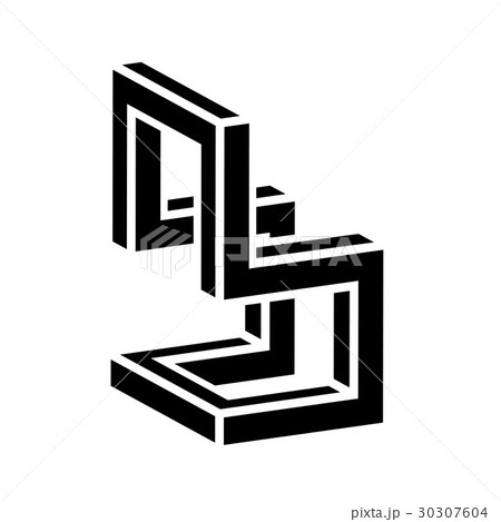 3D chair black symbol 3D chair black symbol 30307604