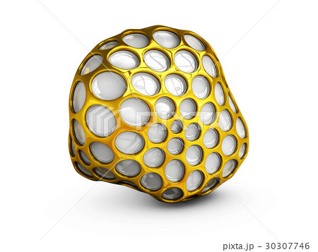 Abstract gold wireframe sphere. isolated white 30307746