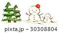ツリー・雪だるまイラスト 30308804
