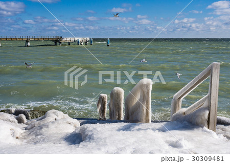 Winter on shore of the Baltic Sea in Sassnitz Winter on shore of the Baltic Sea in Sassnitz 30309481