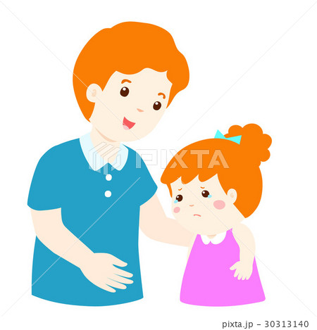 Father soothes crying daughter vector. 30313140