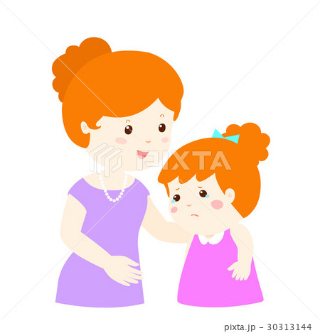 Mother soothes crying daughter vector. 30313144