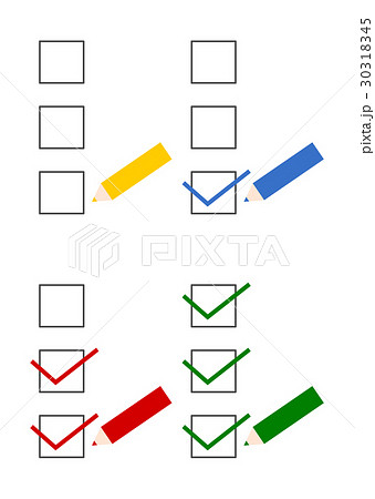 鉛筆 チェックリスト イラスト セットのイラスト素材