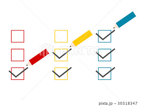 鉛筆 チェックリスト イラストのイラスト素材