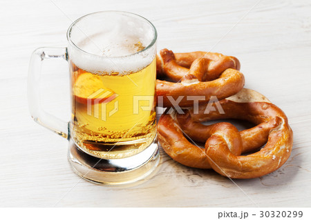Lager beer and pretzel 30320299