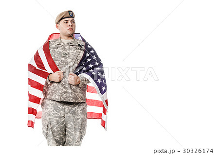US Army Ranger with american flag US Army Ranger with american flag 30326174