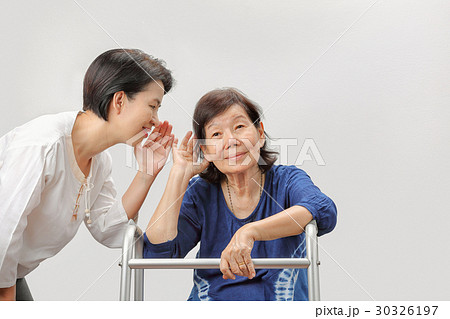 Asian seniors woman hearing loss , Hard of hearing 30326197