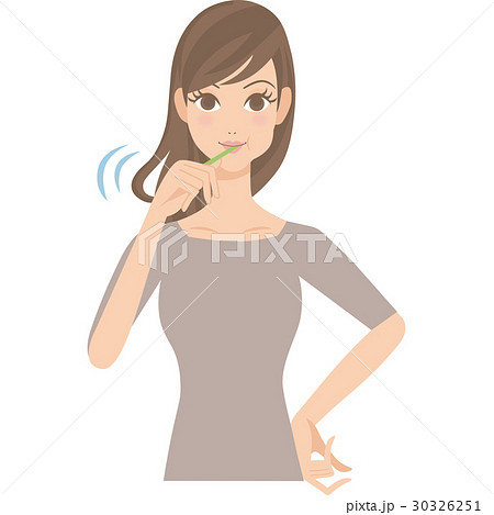 歯磨きをする女性のイラスト素材