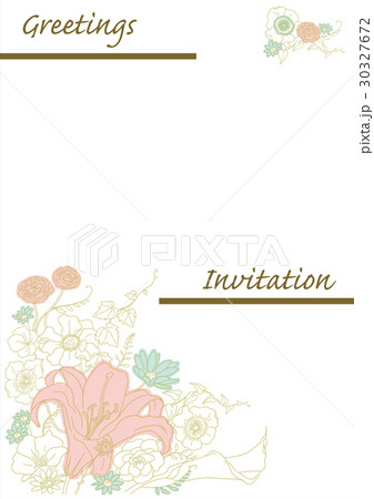 結婚式の招待状 線画の花 のイラスト素材