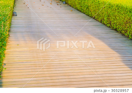 Wood Way in to green garden . 30328957