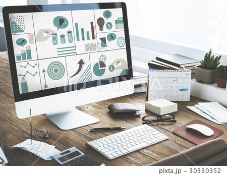 Illustration of financial business chart investment on computer Illustration of financial business chart investment on computer 30330352