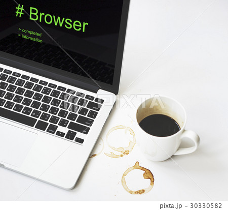 Computer Screen with Hashtag Browser Word 30330582
