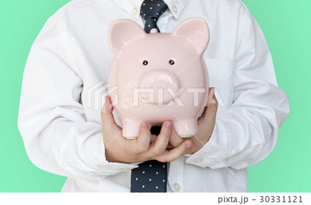 Kid Studio Shoot Gesture Piggybank Holding Kid Studio Shoot Gesture Piggybank Holding 30331121