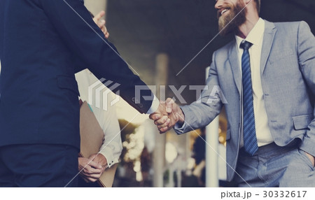 Men Women Business Agreement Hands Shake 30332617