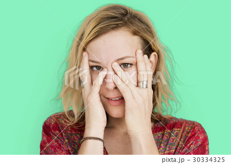 Caucasian Lady Hands Covering Face 30334325