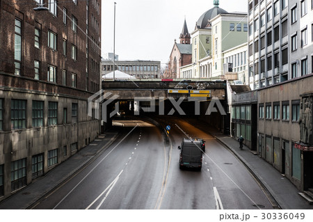 Urban road with tunnel archway in Oslo, Norway Urban road with tunnel archway in Oslo, Norway 30336049
