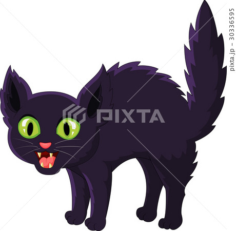 Frightened cartoon black cat 30336595