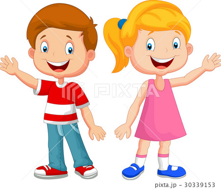 Cute children waving hand 30339153