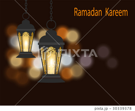 Ramadan Kareem. Greeting card. Black lanterns in Ramadan Kareem. Greeting card. Black lanterns in 30339378