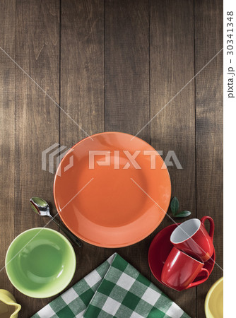 dishes set on wood dishes set on wood 30341348