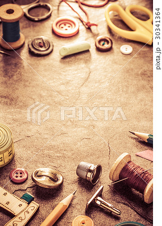 sewing tools and accessories on table 30341364