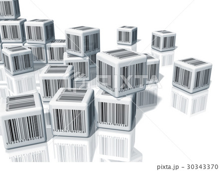 Heap of cubes with barcodes 30343370