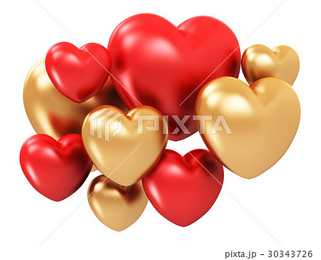 Red and golden hearts 30343726