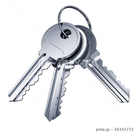 Bunch of metal keys isolated on white background Bunch of metal keys isolated on white background 30343772