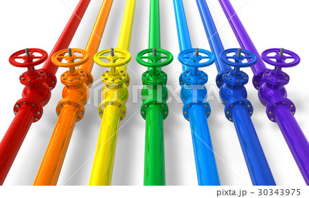 Rainbow pipelines with valves 30343975