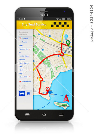 Smartphone with taxi service internet application 30344154