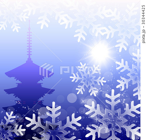 雪 日本 冬 背景 のイラスト素材 30344425 Pixta