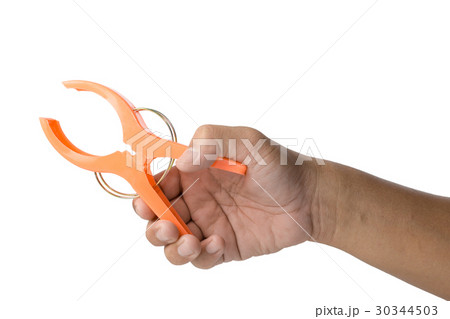 hand press clothespeg isolated on white background 30344503