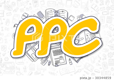 PPC - Doodle Yellow Word. Business Concept. 30344859